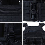 Плитоноска тактична чорна Molle PL-022 (з подвійним швидким скиданням), фото 11