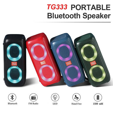 Bluetooth-колонка TG333 з rgb підсвічуванням, speakerphone, радіо, black, фото 3