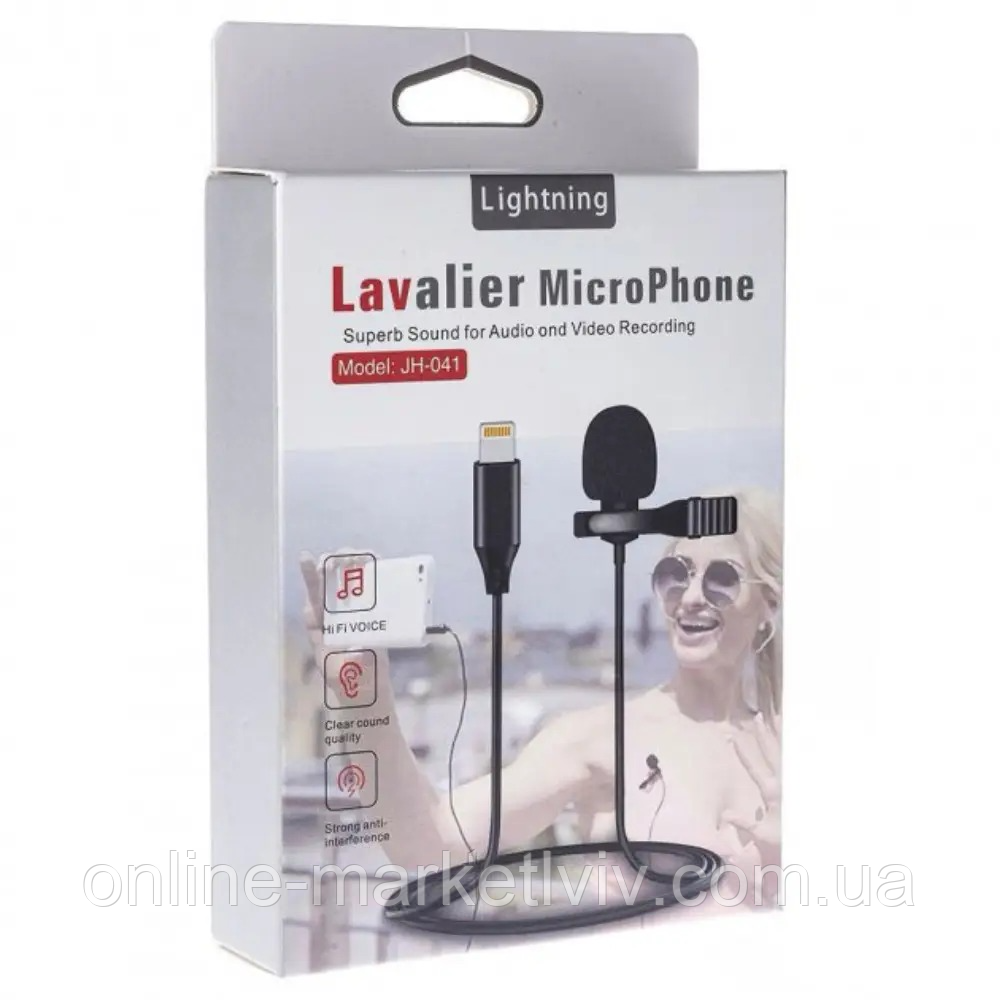 Петличный микрофон для телефона или ноутбука, Lightning JH-041 / Микрофон петличка конденсаторный с кабелем - фото 9 - id-p1909014620