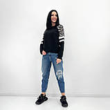 Стильний Жіночий Світшот з леопардовими вставками | Модна кофта | Худі вільного крою, двонитка | Норма, фото 9