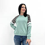 Стильний Жіночий Світшот з леопардовими вставками | Модна кофта | Худі вільного крою, двонитка | Норма, фото 2