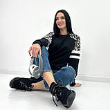 Стильний Жіночий Світшот з леопардовими вставками | Модна кофта | Худі вільного крою, двонитка | Норма, фото 10