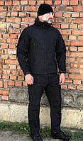 Демисезонный тактический костюм Soft Shell черный Мужской костюм софтшел для патрульной полиции