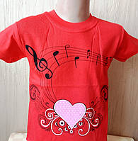 Детская футболка красная для девочки Ноты Турция 4-6 лет