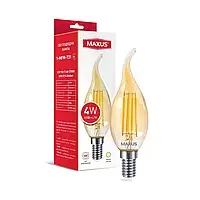 Лампа светодиодная филаментная MAXUS C37 FM-T 4W 2700K 220V E14 Golden (1-MFM-731)