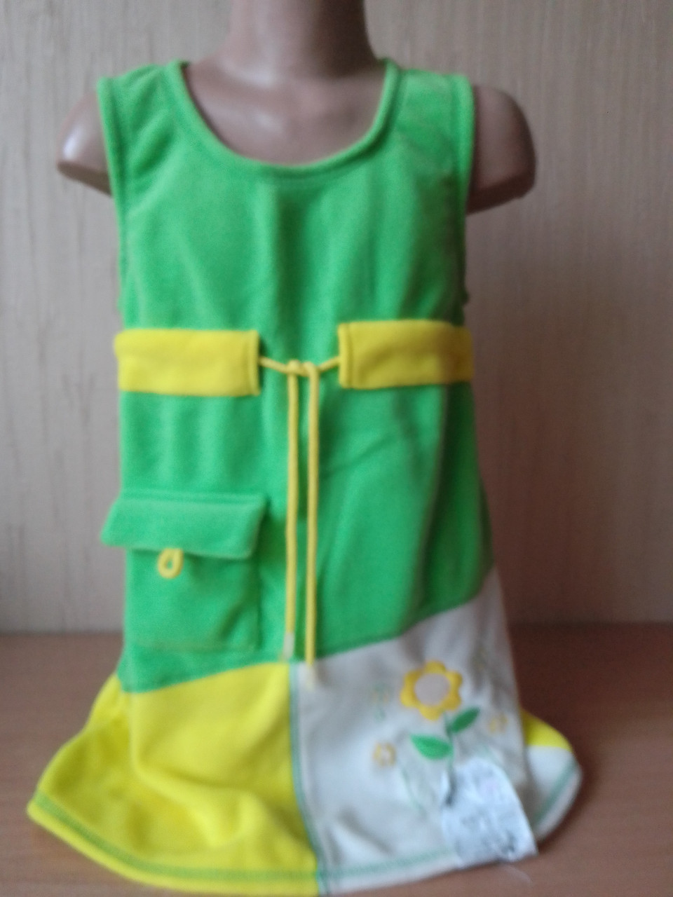 Теплий сарафан з флісу Зелений для дівчинки 4-5 років