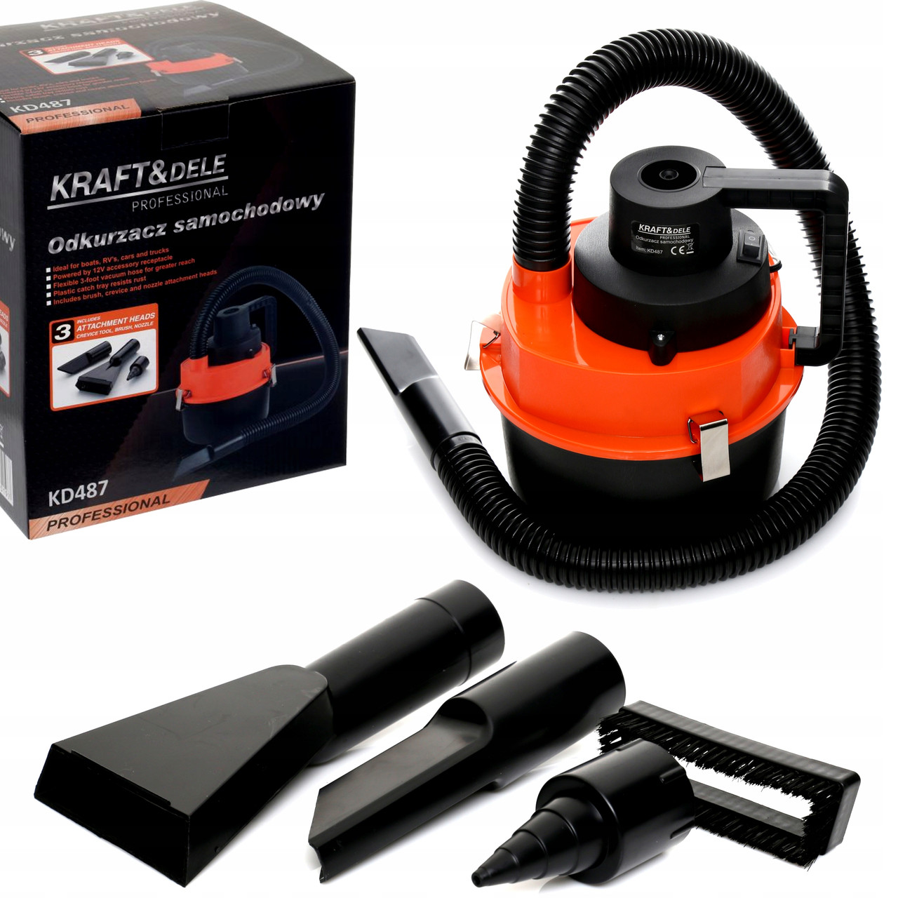 Автопилосос 12V 155W Kraft&Dele KD487, фото 1