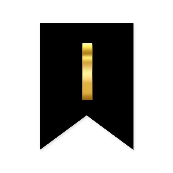 Літера "І" на прапорці для будь-яких написів золото на чорному 16*12см