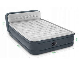 Надувне ліжко зі спинкою двомісне Intex DELUXE 152х236х46/86 64448 з вбудованим насосом, двоспальна