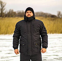 Куртка для охраны зимняя черная "Скиф" рип-стоп