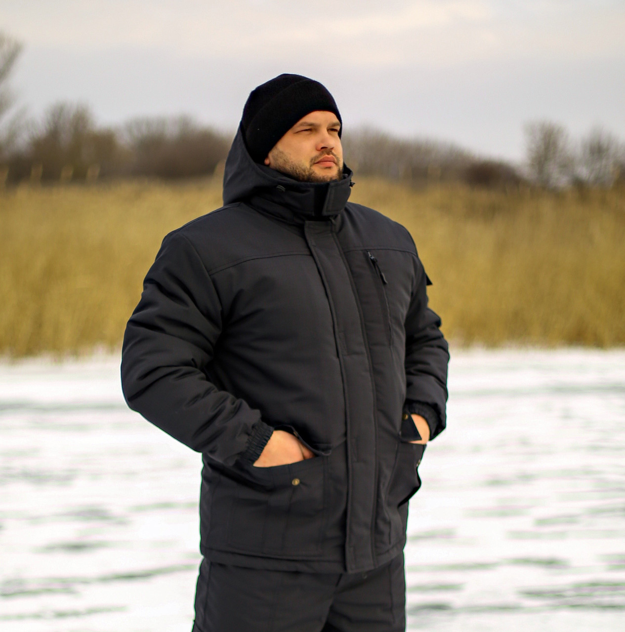 Куртка для охраны зимняя черная "Скиф" рип-стоп - фото 3 - id-p2118001142
