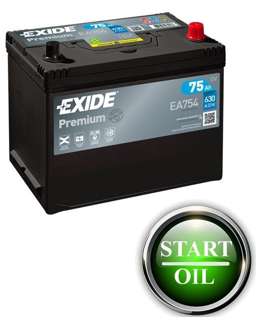 Акумулятор EXIDE Premium Asia 75Аh 630Ah R+ EA754