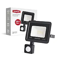 Светодиодный прожектор с датчиком движения MAXUS FL-04 20W 5000K sensor 1-MFL-04-2050s