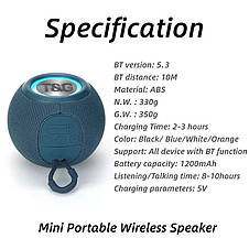 Bluetooth-колонка TG337 з rgb підсвічуванням, speakerphone, радіо, blue, фото 4