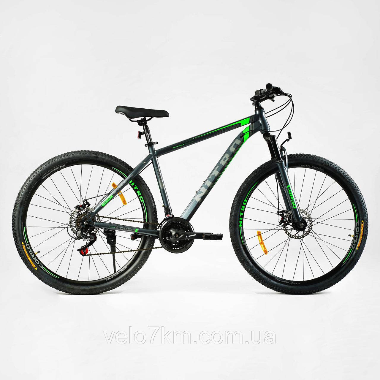 Спортивний велосипед Corso Nitro 29" сталева рама 17" обладнання SunRun 21 швидкість, зібраний на 75%
