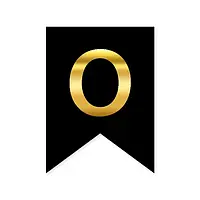 Літера "О" на прапорці для будь-яких написів золото на чорному 16*12см