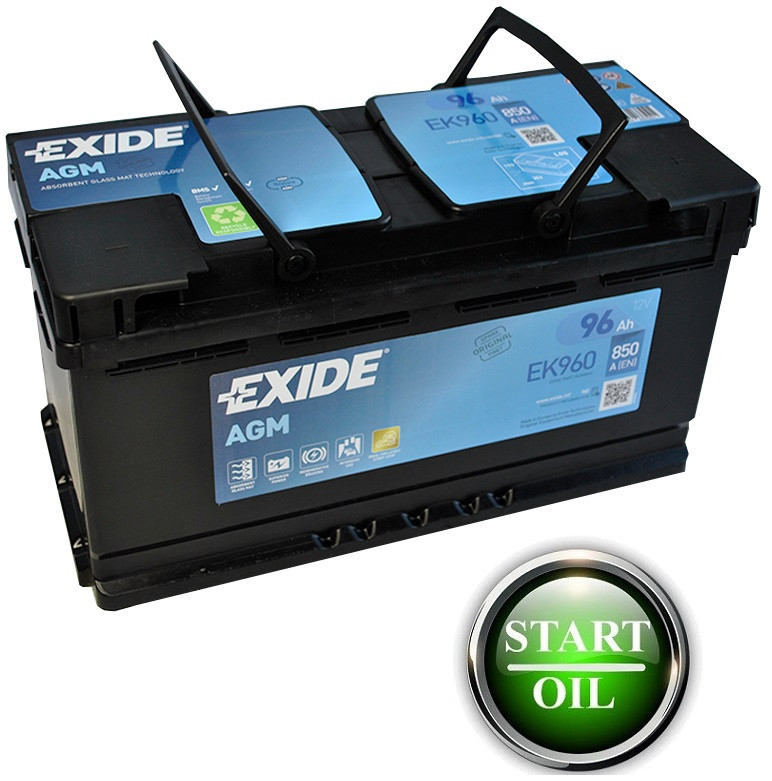 Акумулятор EXIDE AGM 96Аh 850A R+ Start/Stop EK960