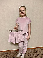 Дитяча піжама велюрова трійка( футболка, шорти, штани)