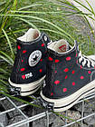 Жіночі кеди Converse Chuck 70 Embroidered Lips високі чорні текстиль Кросівки Конверс, фото 9