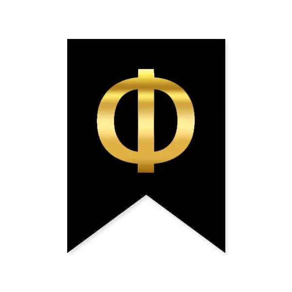 Літера "Ф" на прапорці для будь-яких написів золото на чорному 16*12см