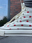 Жіночі кеди Converse Chuck 70 Embroidered Lips високі білі текстиль Кросівки Конверс, фото 10