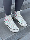 Жіночі кеди Converse Chuck 70 Embroidered Lips високі білі текстиль Кросівки Конверс, фото 5