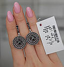 Срібні сережки підвіски жіночі з камінням "Фортуна" Стильні срібні сережки з цирконом, фото 6