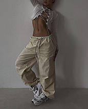 Жіночі спортивні штани з високою посадкою з плащової тканини розміри норма, фото 4