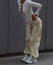 Жіночі спортивні штани з високою посадкою з плащової тканини розміри норма, фото 3