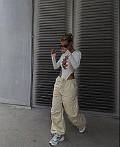 Жіночі спортивні штани з високою посадкою з плащової тканини розміри норма, фото 2