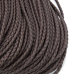 Шнур шкірозамінник Плетений Глянцевий 5 мм 1 м Коричневий