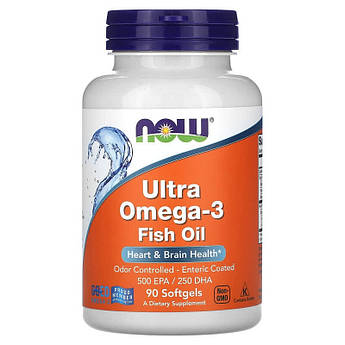 Ультра Омега 3 500 EPA 250 DHA Now Foods Ultra Omega-3 підтримка серцево-судинної системи 90 капсул