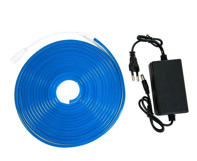 Стрічка силіконова LED NEON 5M Blue Світлодіодна смуга синя 12V-220V, фото 1