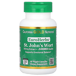 St. John's Wort EuroHerbs European Quality 300 мг California Gold Nutrition 60 капсул