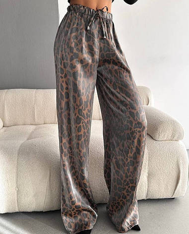 Штани леопардові жіночі, шовк котон S-M; L-XL "POSMITNAYA" Sin1047-652, фото 1