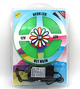 Стрічка силіконова LED NEON 5M Green Світлодіодна смуга зелена 12V-220V, фото 5