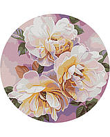 Картина по номерам на круглом подрамнике "Белые розы © Anna Steshenko" (Размер М) 30 см RC00076M