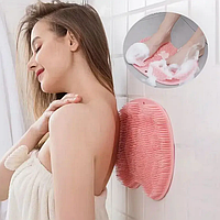 Чистюля в ванную или душевую на присосках настенная Массажная щетка мочалка для спины и ног силиконовая
