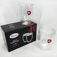Набор стеклянных стаканов с двойными стенками Con Brio СВ-8335-2, 2шт, 350мл, прозрачные стаканы ТОП
