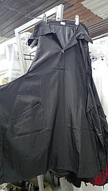 Фартук двухсторонній-халат чорний на заклепках з воротніком