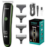 Тример для гоління бороди, Тример для стрижки волосся та бороди VGR V-966 LED Display, професійна електробритва. Колір: зелений