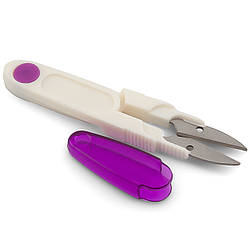 Сніппер, ножиці ниткорізи з ковпачком, пластиковий корпус, розмір 11,7х1,9см, 1шт., колір Білий з фіолетовим