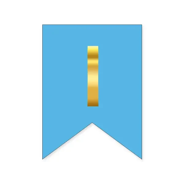 Літера "І" на прапорці для будь-яких написів золото на блакитному 16*12см