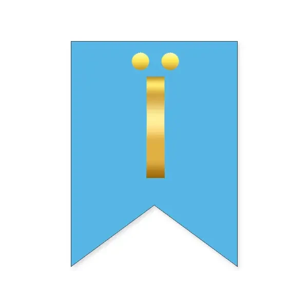 Літера "Ї" на прапорці для будь-яких написів золото на блакитному 16*12см