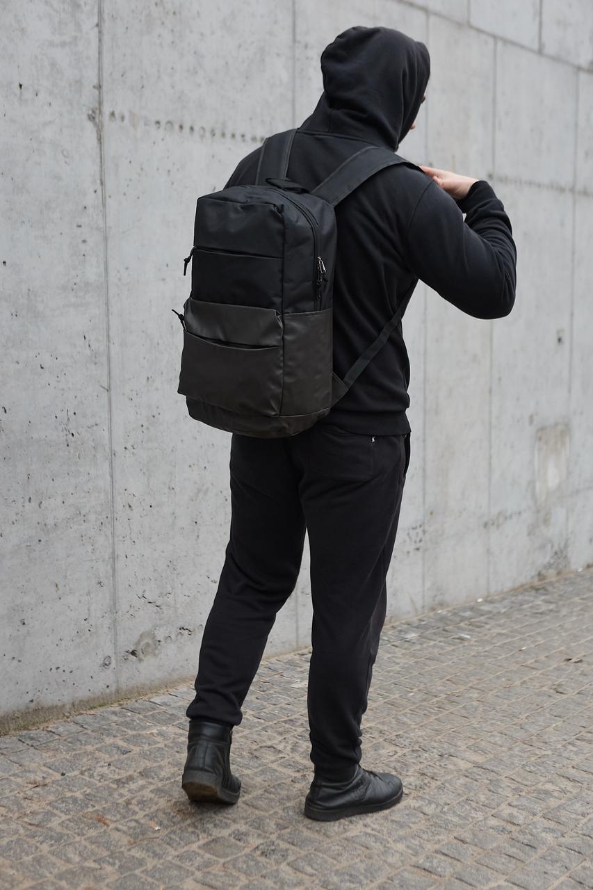 Мужской рюкзак стильный городской из оксфорда водонепроницаемый большой рюкзак 27л Черный - фото 8 - id-p2118088059