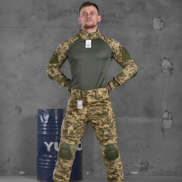 Тактический костюм Single Sword пиксель, камуфляжная форма рип-стоп с наколенниками в комплекте XL - фото 3 - id-p2118096338