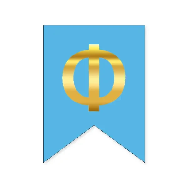 Літера "Ф" на прапорці для будь-яких написів золото на блакитному 16*12см