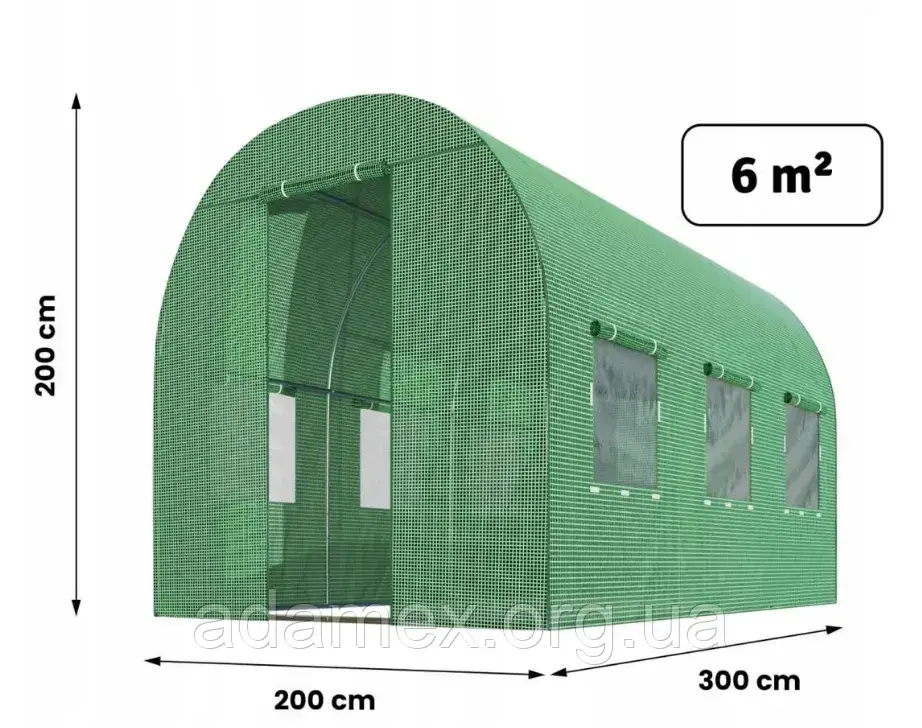 Теплиця, парник Plonos Польща—6 м2 = 300*200*200 із 6 вікнами