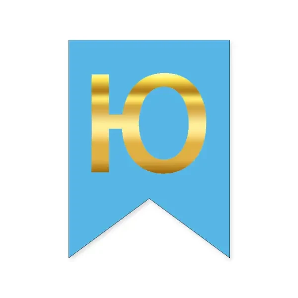 Літера "Ю" на прапорці для будь-яких написів золото на блакитному 16*12см