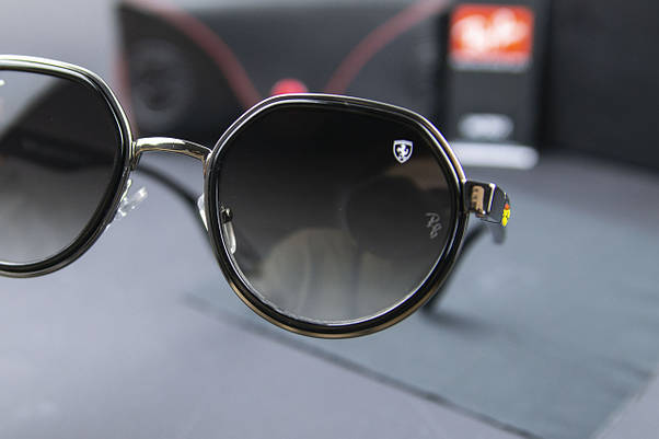 Сонцезахисні окуляри RAY BAN Ferrari поляризаційні UV400 (арт. 3703) чорна лінза градієнт, фото 5